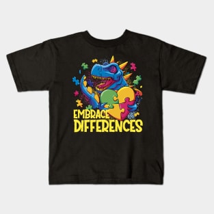 Autism Awareness Dinosaur Design for Love and Acceptance Embrace Differences Kids T-Shirt